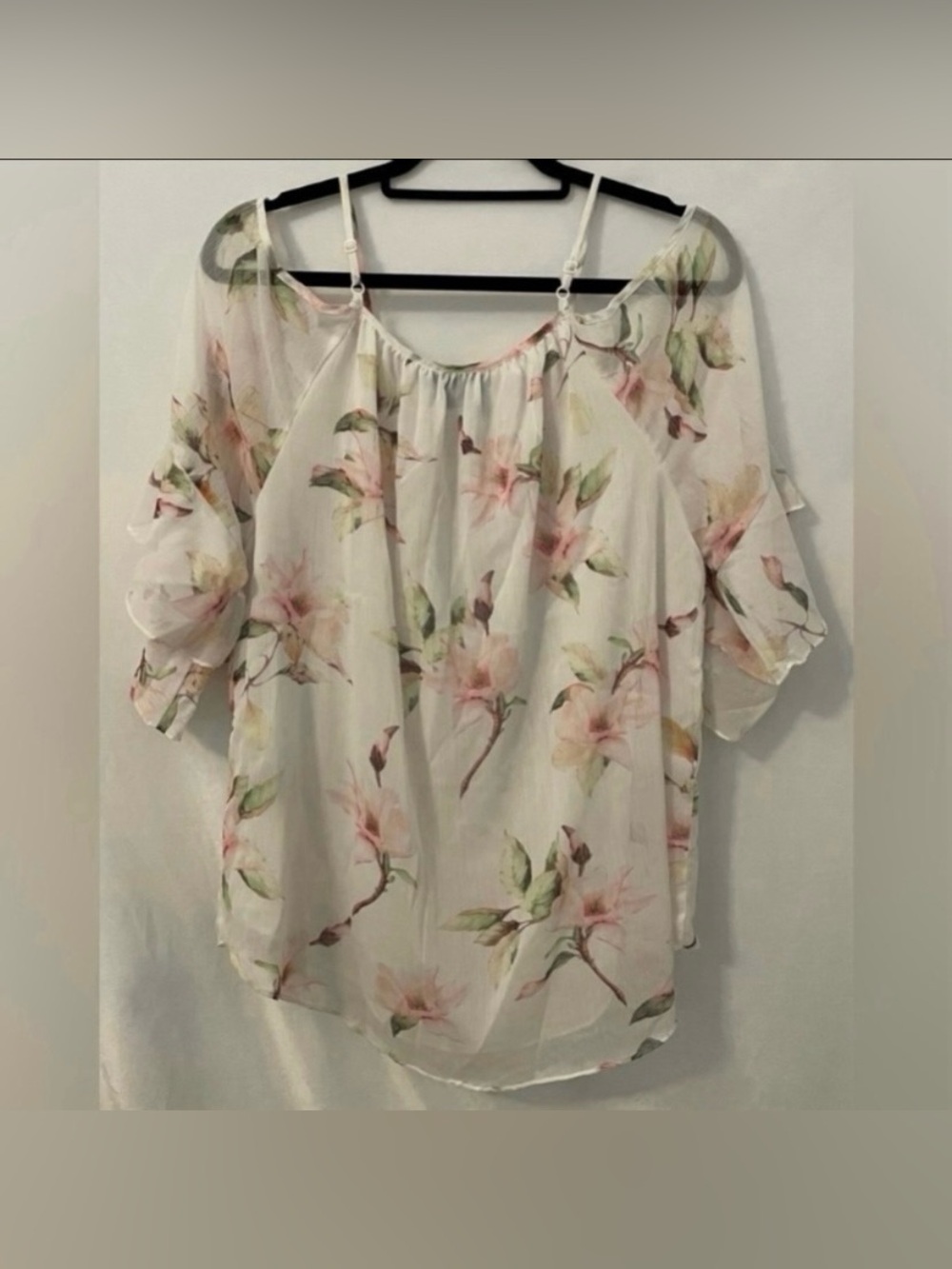 Cliche’ Floral Ruffled Off-Shoulder Sleeveless Blouse - Picture 6 of 7
